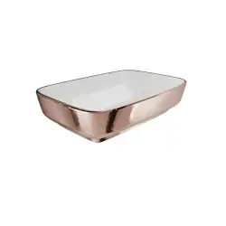 Çanakkale Seramik Dove 2.0 Dikdörtgen Çanak Lavabo Beyaz-Bronz 60x40