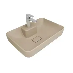Çanakkale Seramik Zero 2.0 Ada Dikdörtgen Çanak Lavabo Mat Latte 60x40